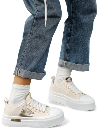 Royalfashion Women's platform sneakers Gold World
