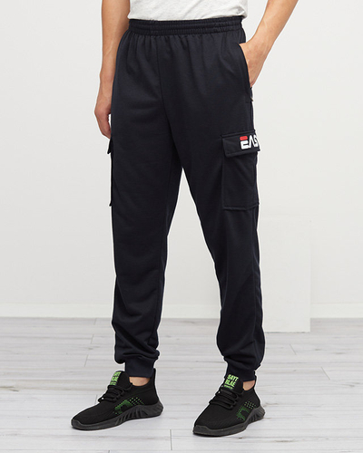 Navy blue men's sweatpants with pockets - Clothing