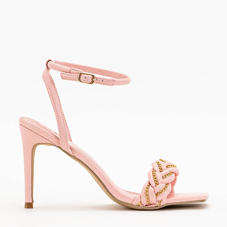 Pink women's sandals on a high heel Tenedi - Footwear