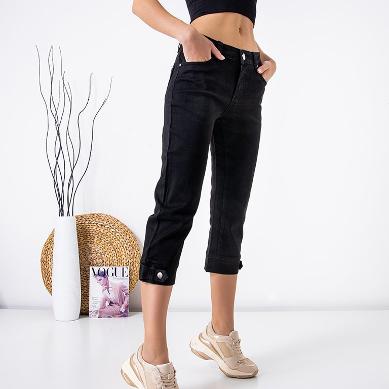 Black women's 3/4 length PLUS SIZE pants - Clothing