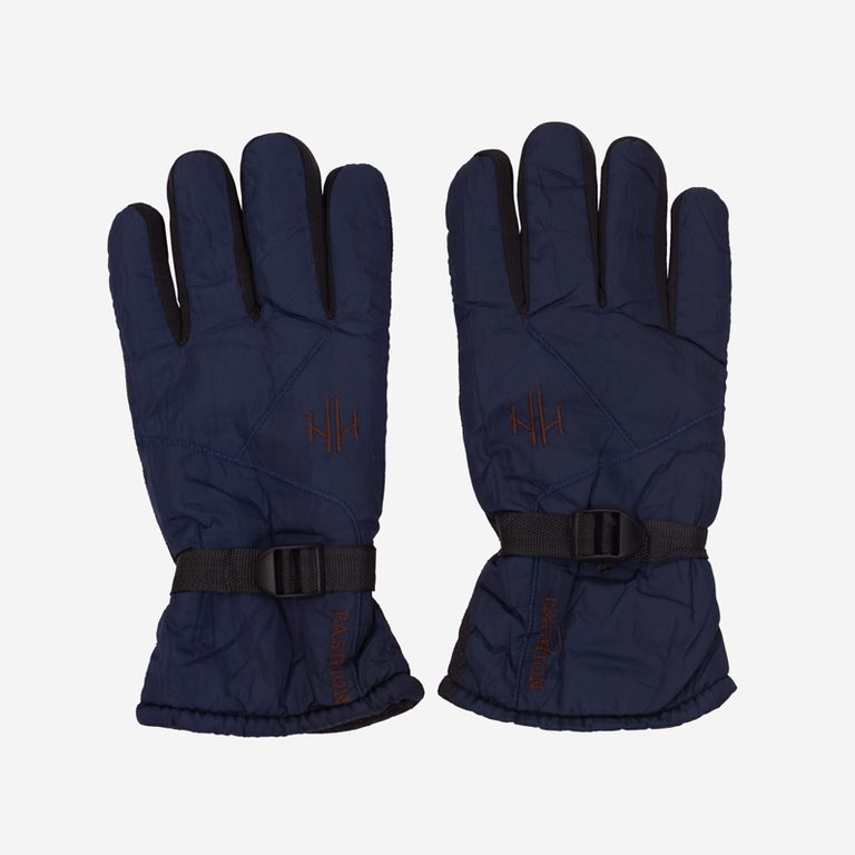 Темно-синие утепленные мужские перчатки с регулировкой запястья - Аксессуары