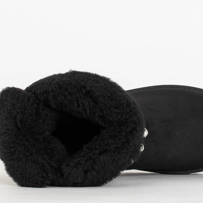 Women's black snow boots with a ribbon Himini - Footwear