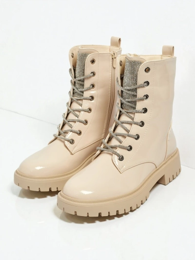 Fjorra Women's Patent Lace-up Ankle Boots