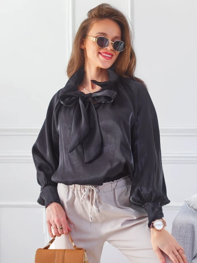 Royalfashion Блестящая женская рубашка с декоративным воротником