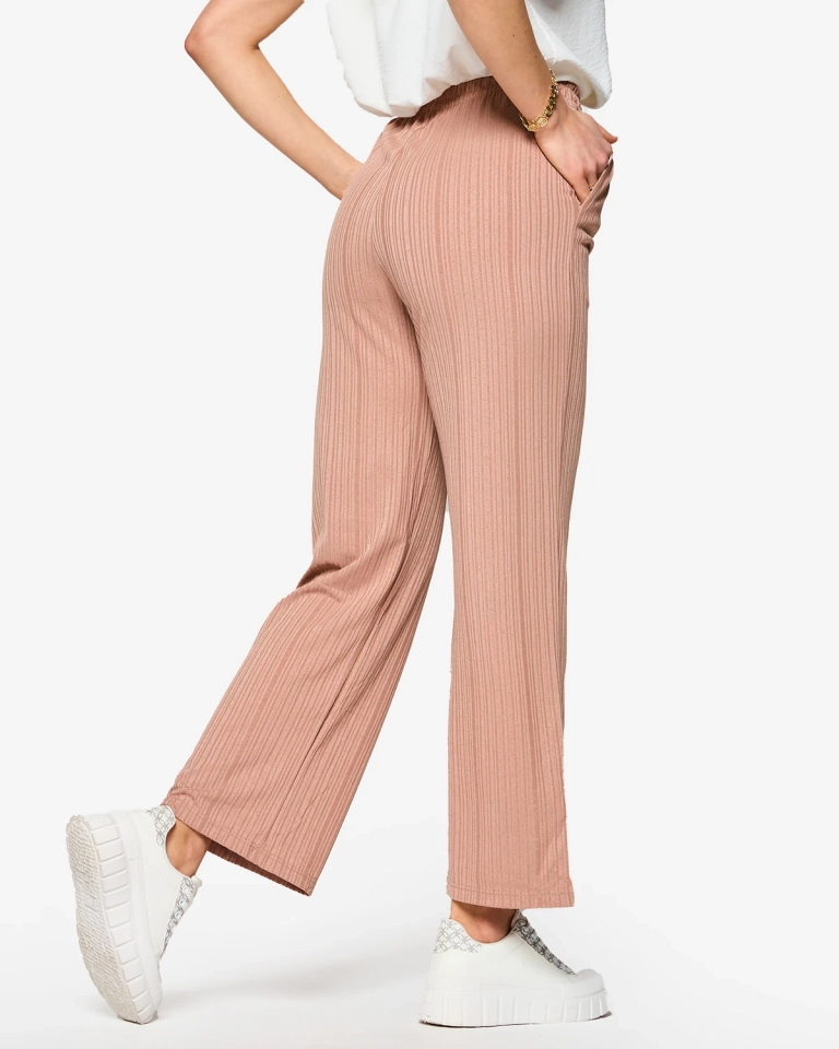 Light brown women's wide ribbed pants - Clothing