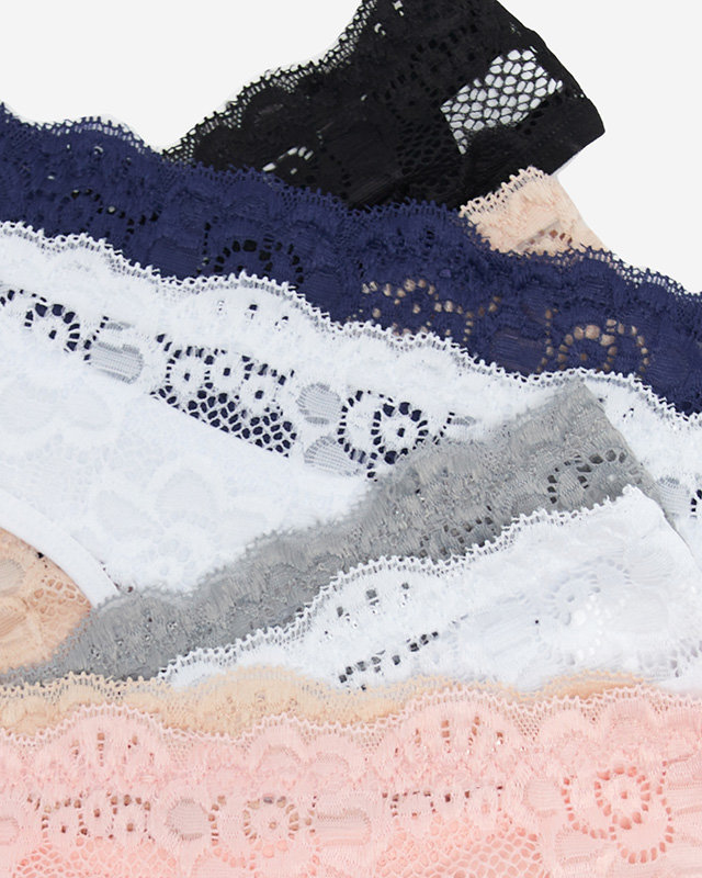 A set of one-color lace women's panties, thong type 8 / pack - Underwear