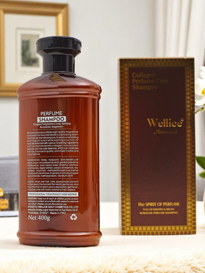 Wellice parfumētais šampūns ar aminoskābēm izlīdzina un mitrina matus