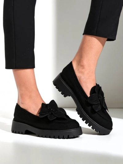 Royalfashion Eco suede women's moccasins with a Floverse flower