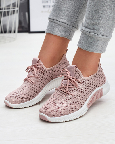 Pink women's fabric sports shoes Vobbu- Footwear
