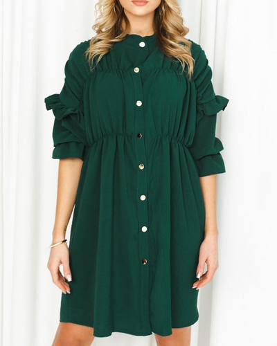 Women's short dark green dress - Clothing
