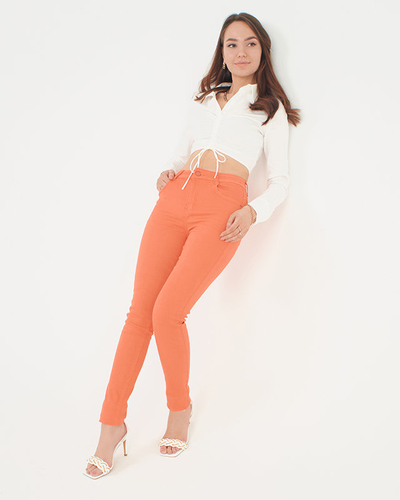 Red-orange women's mid-rise tube pants - Clothing