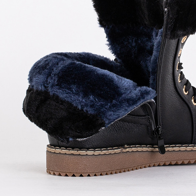 Melni eko ādas sieviešu zābaki Zibow- Footwear