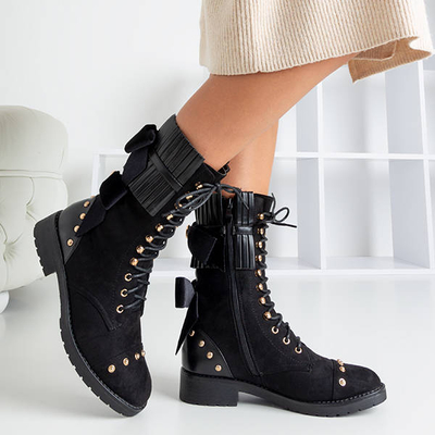 Black women's boots with Farida ornaments - Footwear