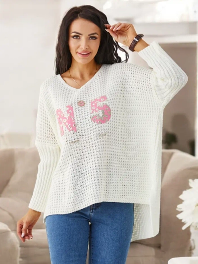 Royalfashion akrila sieviešu adīts džemperis ar uzrakstiem