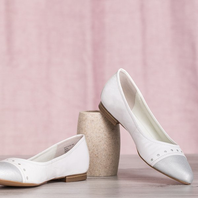 Białe skórzane baleriny Figi - Obuwie