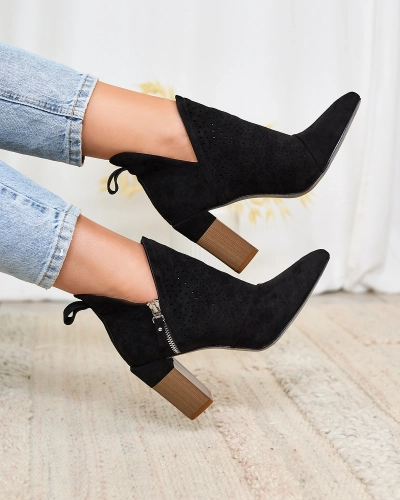 Royalfashion Черные женские сапоги на высокой шпильке Swerros