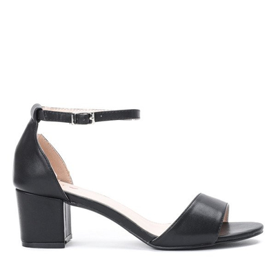 Black sandals on a low Catherna post - Footwear 1