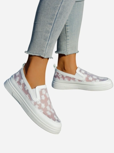 Royalfashion Women's mesh moccasins with flowers Emzos