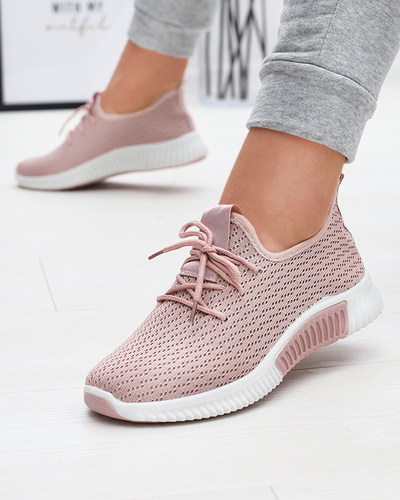 Pink women's fabric sports shoes Vobbu- Footwear