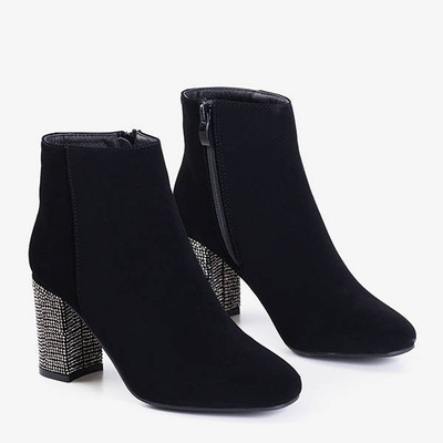 Black women's boots on a post with cubic zirconia Wilpa - Footwear
