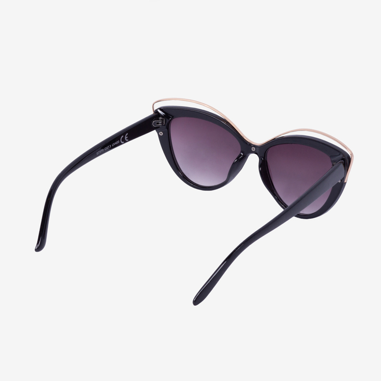 Black ladies sunglasses with metal trim - Accessories