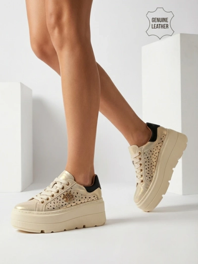 Atelle Women's Openwork Sports Sneakers Made of Natural Leather