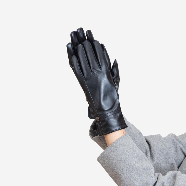 Black classic women's eco-leather gloves - Accessories