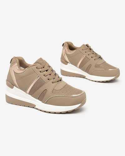 Royalfashion Beige and brown women's sports sneakers on platforms Lacyrllia