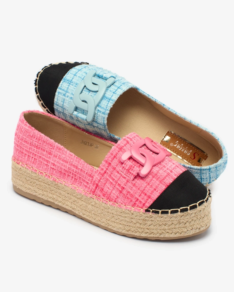 Royalfashion Sieviešu pleds espadrilles rozā krāsā Dempik