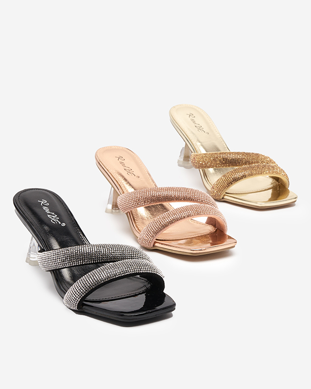 Розовые женские шлепанцы на низком каблуке Teroo