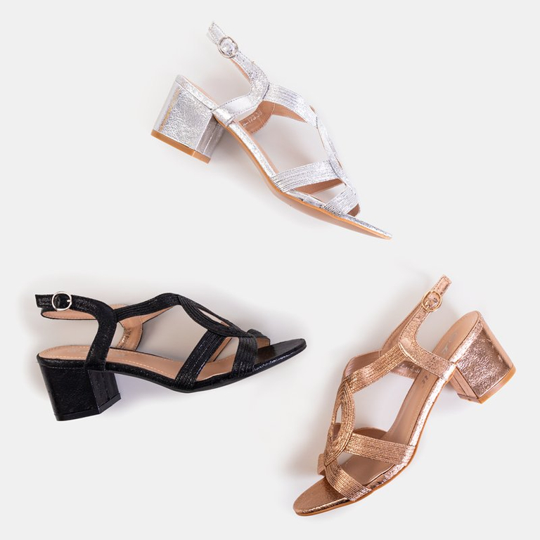 Silver women's sandals on a Madurai post - Footwear