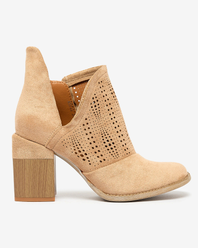Royalfashion Openwork post boots in light brown Revivela