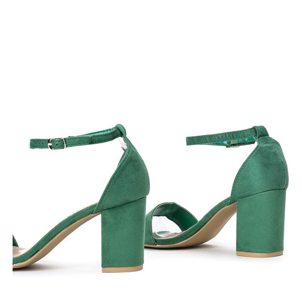 Green sandals with eco-leather on the Cefalia pillar - Footwear 1