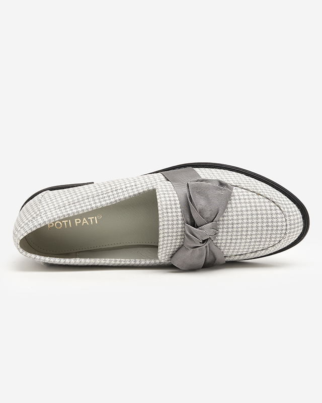 OUTLET Gray and white women's Lukisto houndstooth loafers - Shoes