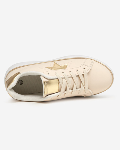 Beige and gold women's sports shoes Taqeva - Footwear