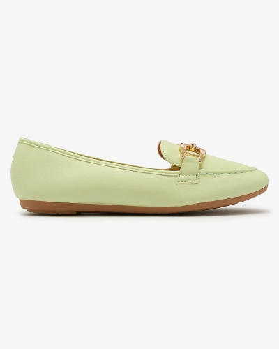 Zaļie sieviešu mokasīni no eko ādas ar rotājumiem Wiwet-Footwear