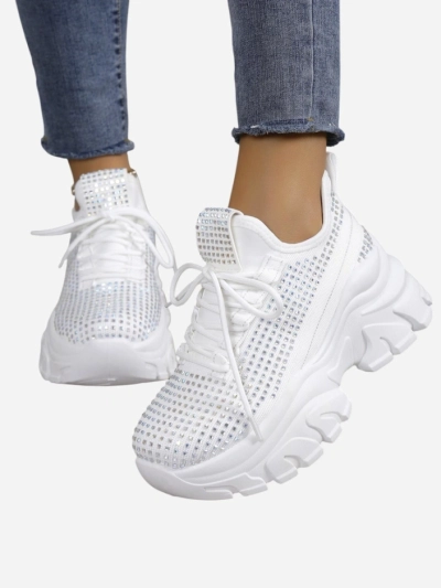 Royalfashion Women's sports sneakers with rhinestones Blysco