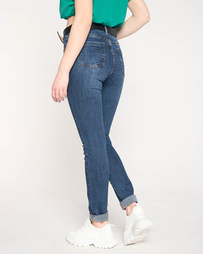 Navy blue straight-leg jeans for women - Clothing
