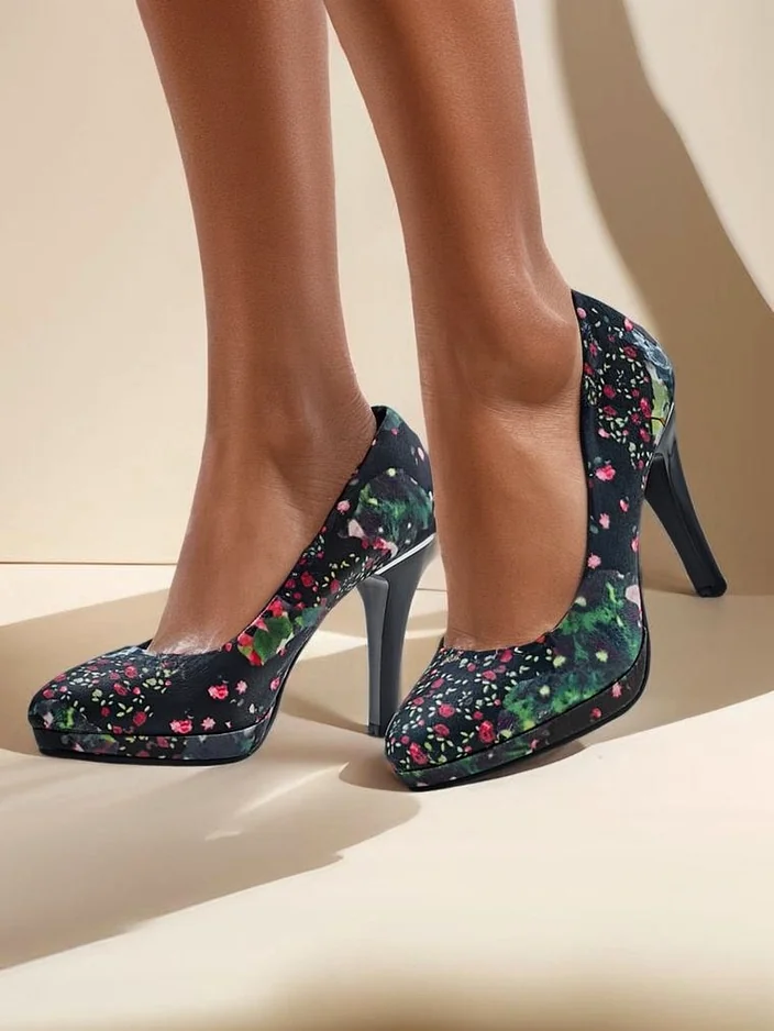 Royalfashion Sieviešu ziedu augstpapēžu kurpes Floweere