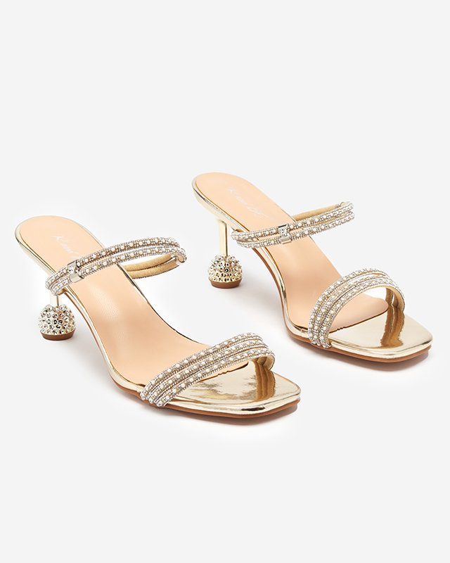 OUTLET Gold lacquered slippers with low heels Lakopi - Footwear