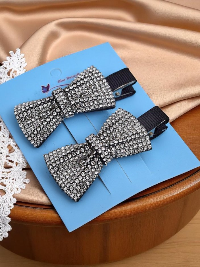 Royalfashion 2 matu sprādžu komplekts ar bantītēm un rhinestones Isadora