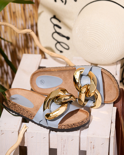 Тапочки женские синие с декором Sofig- Footwear