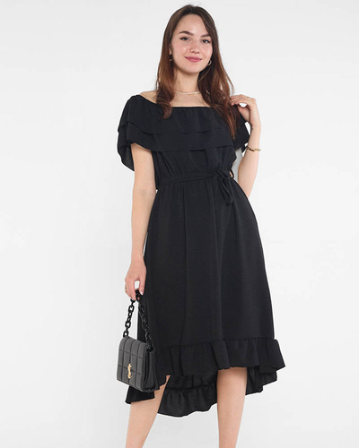 Black ladies dress with frills - Clothing