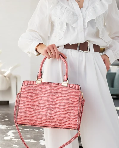 Royalfashion Elegant women's handbag made of patent leather with embossing