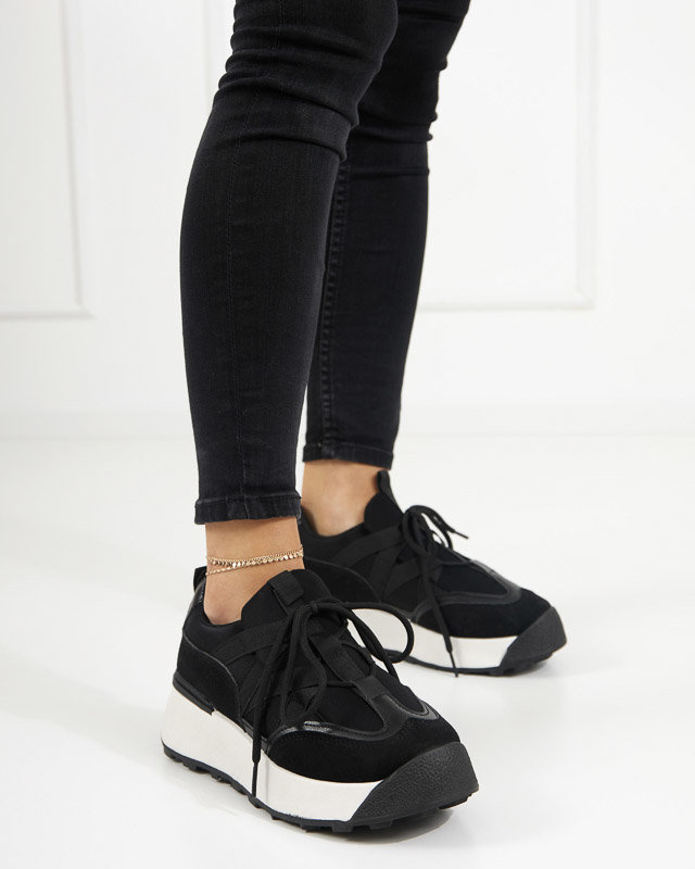 OUTLET Melni sieviešu sporta apavi ar augstāku zoli Kanislo - Apavi