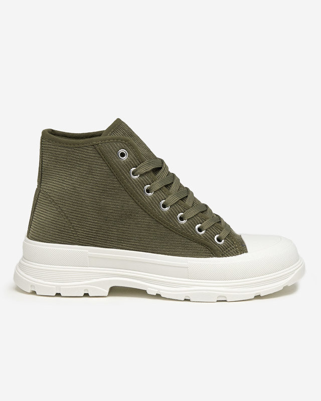 Green women's high ribbed sneakers Somali - Footwear
