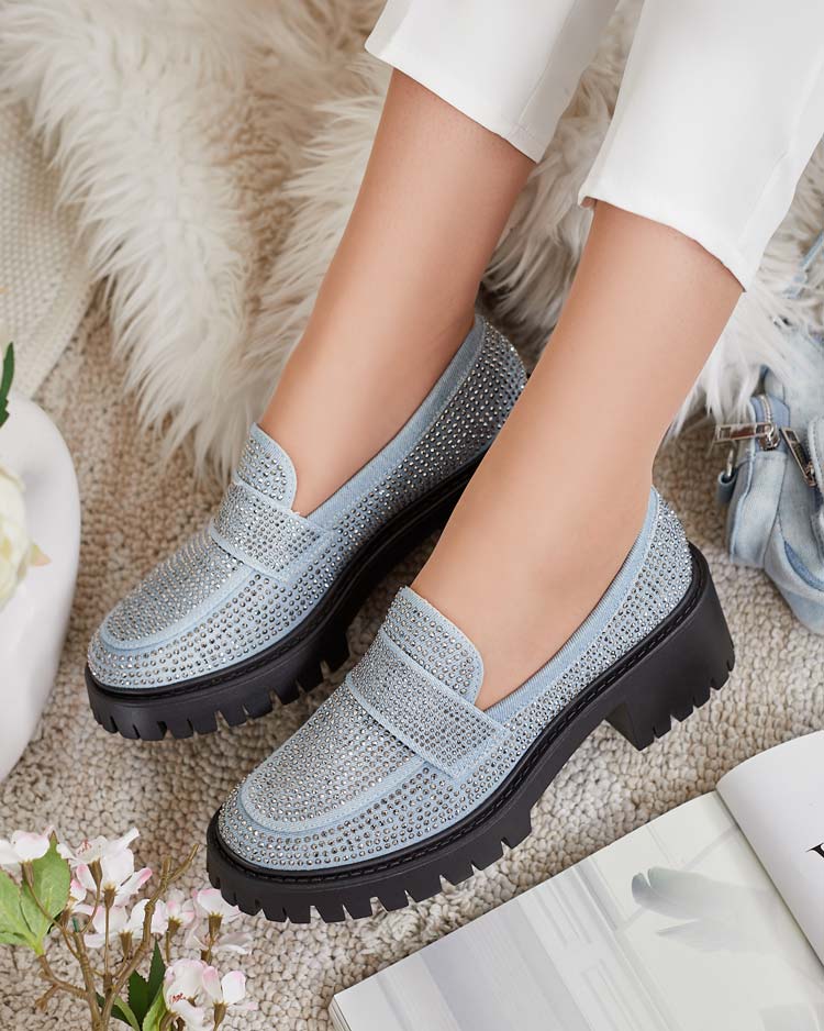 Royalfashion Sieviešu mokasīni ar cirkoniem Epolls