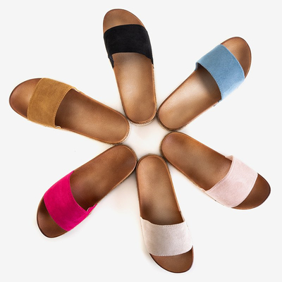 Blue women's slippers on the Kosala platform - Footwear