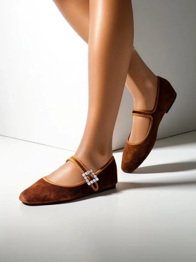 Royalfashion Women's ballerinas a' la velvet with a buckle and strap Enribes