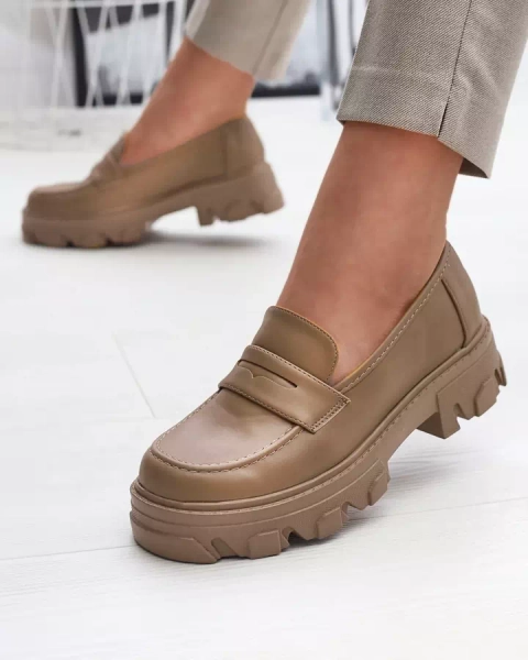 Sieviešu gaiši brūni mokasīni ar cietu zoli Desika - Apavi